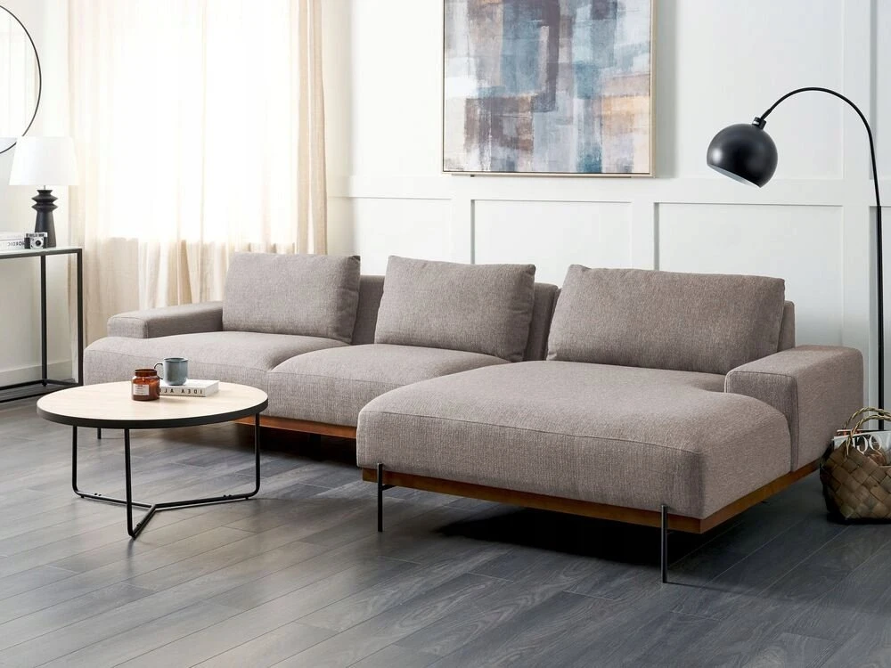 Beliani Kampinė sofa 4 asmenims MARIFERD šviesiai ruda kairinė