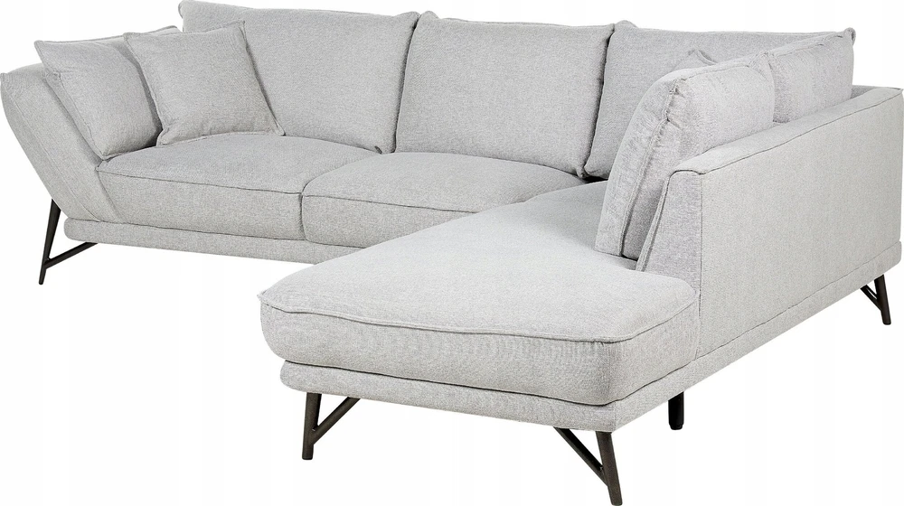 Beliani 3 vietų kampinė sofa ELGA, linas, šviesiai pilka, kairinė