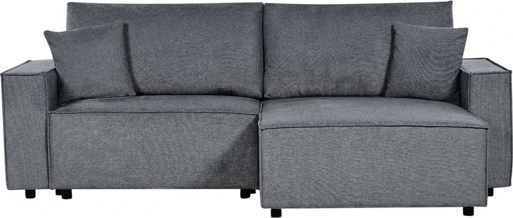 Beliani Išskleidžiama kampinė sofa KARILA, 3 vietų, tamsiai pilka, su patalynės dėže, kairinė