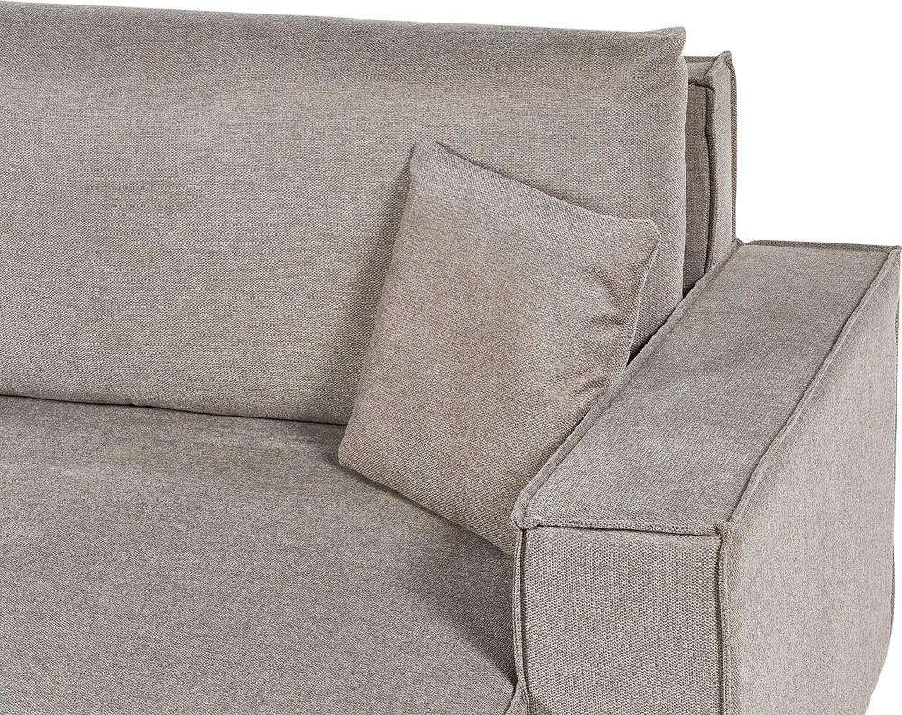 Beliani Išskleidžiama 3 vietų sofa-lova KARILA, smėlio pilkumo spalvos, su patalynės dėže, kairinė