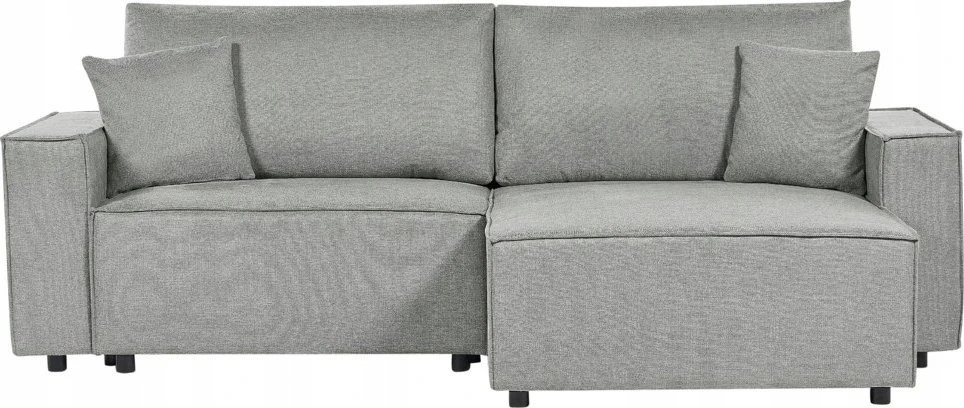 Beliani Išskleidžiama 3 vietų kampinė sofa KARILA, pilka, su daiktadėže, kairinė