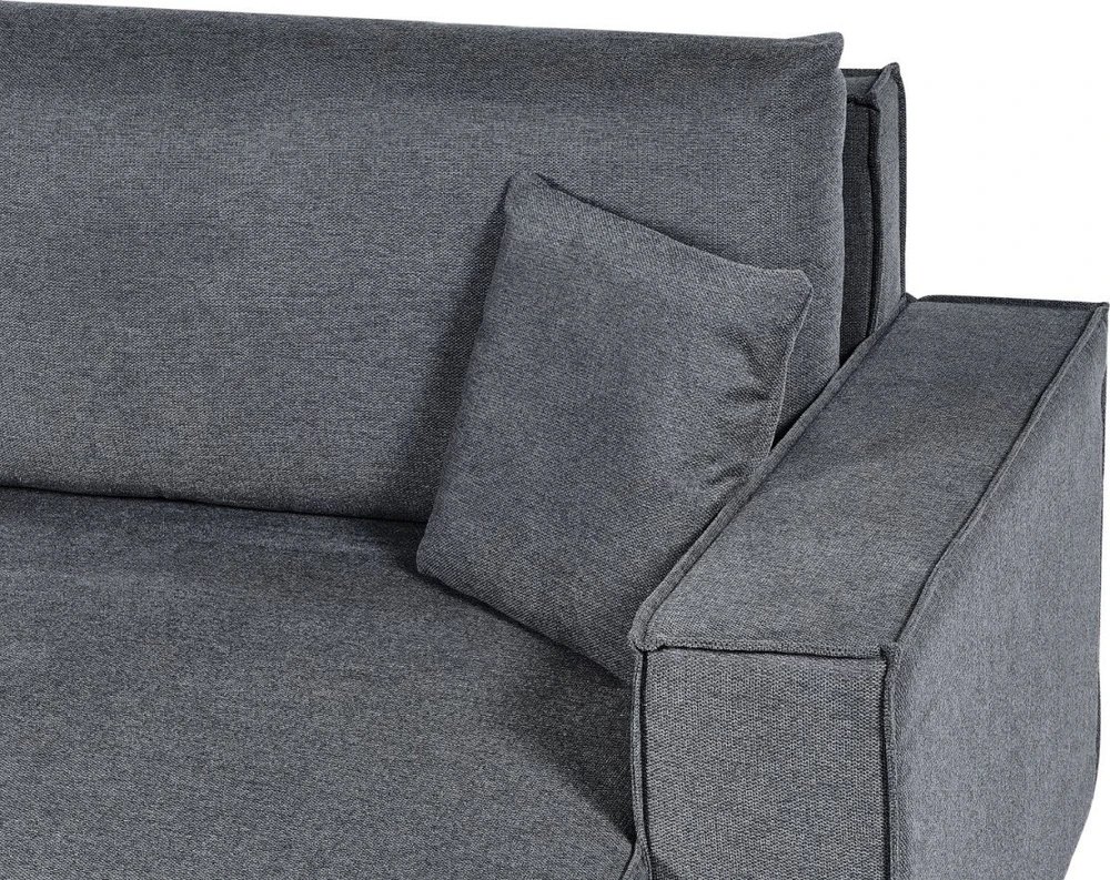 Beliani Išskleidžiama kampinė sofa KARILA, 3 vietų, tamsiai pilka, su patalynės dėže, kairinė