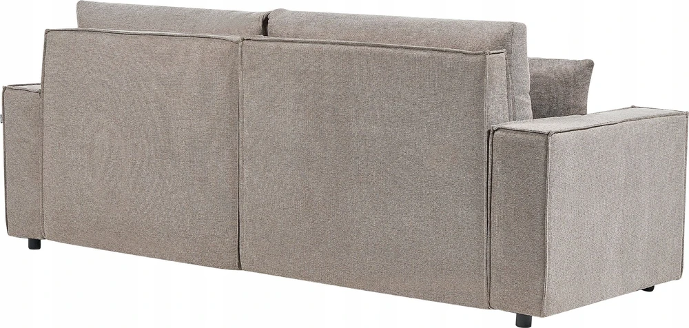 Beliani Išskleidžiama 3 vietų sofa-lova KARILA, smėlio pilkumo spalvos, su patalynės dėže, kairinė