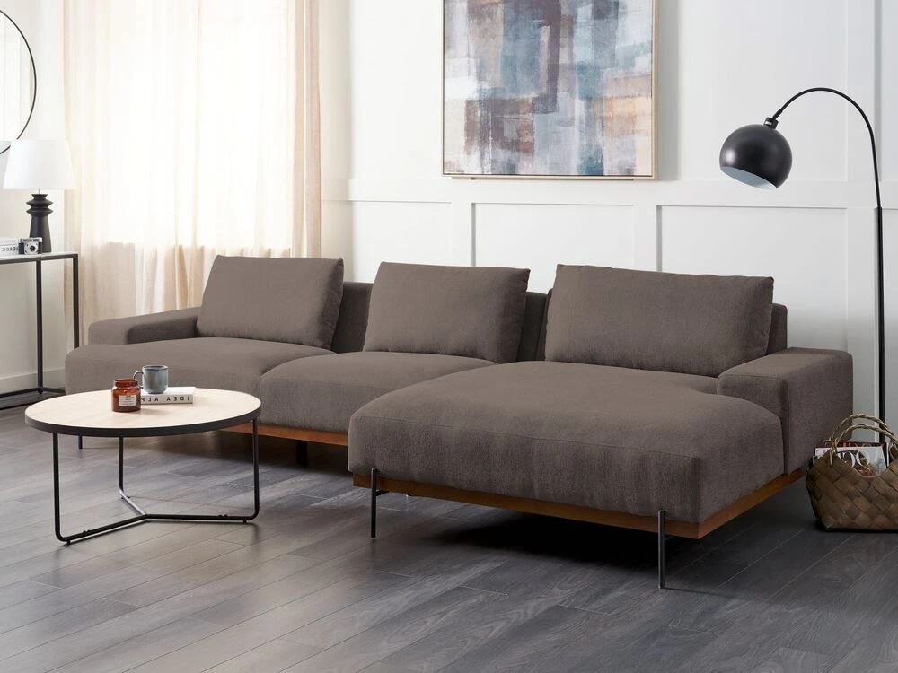 Beliani 4 vietų kampinė sofa MARIFERD ruda, kairinė