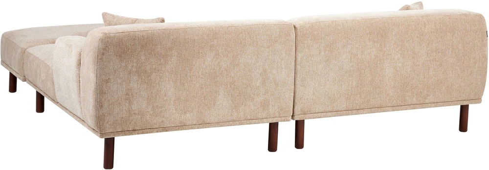 Beliani 3 vietų kampinė sofa HOLT, smėlio spalvos, su otomanu, kairinė