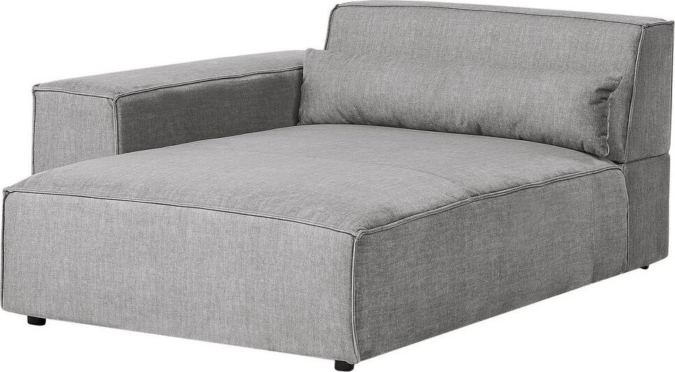 Beliani Modulinė 3 vietų kampinė sofa HELLNAR dešininė, pilka su otomane