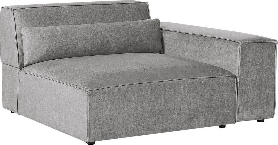 Beliani Modulinė 3 vietų kampinė sofa HELLNAR dešininė, pilka su otomane
