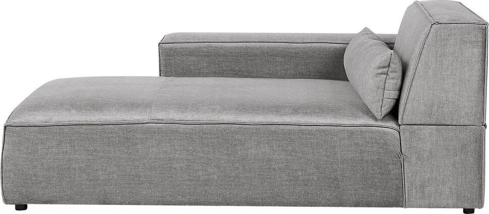 Beliani Modulinė 3 vietų kampinė sofa HELLNAR dešininė, pilka su otomane