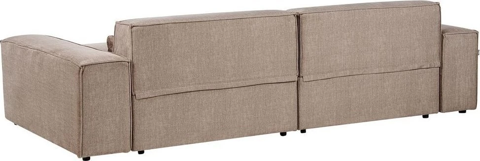 Beliani 3 vietų modulinė kampinė sofa HELLNAR su pufu, šviesiai ruda, dešininė