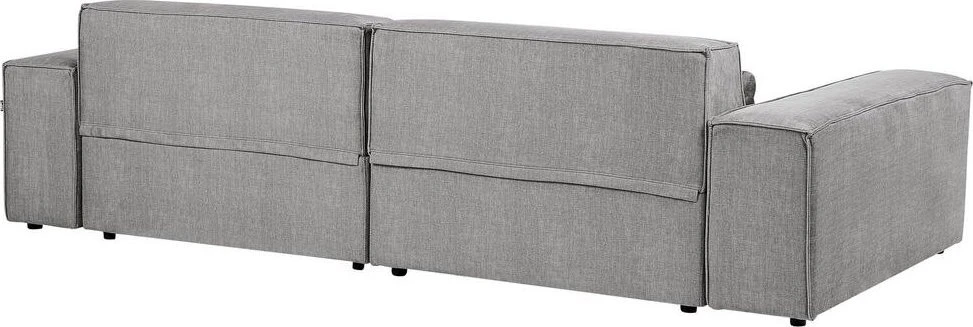 Beliani Modulinė 3 vietų kampinė sofa HELLNAR dešininė, pilka su otomane