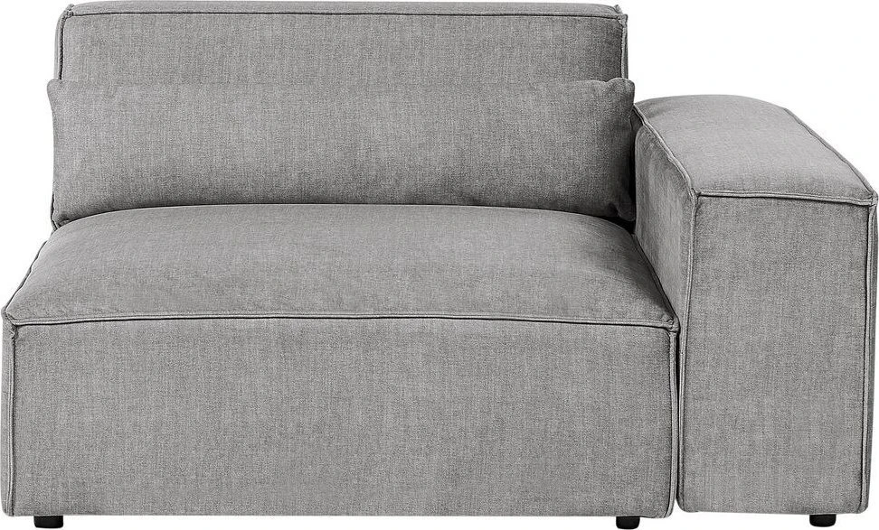 Beliani Modulinė 3 vietų kampinė sofa HELLNAR dešininė, pilka su otomane