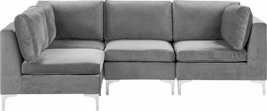 Beliani 4 vietų modulinė sofa EVJA dešininė pilka veliūrinė