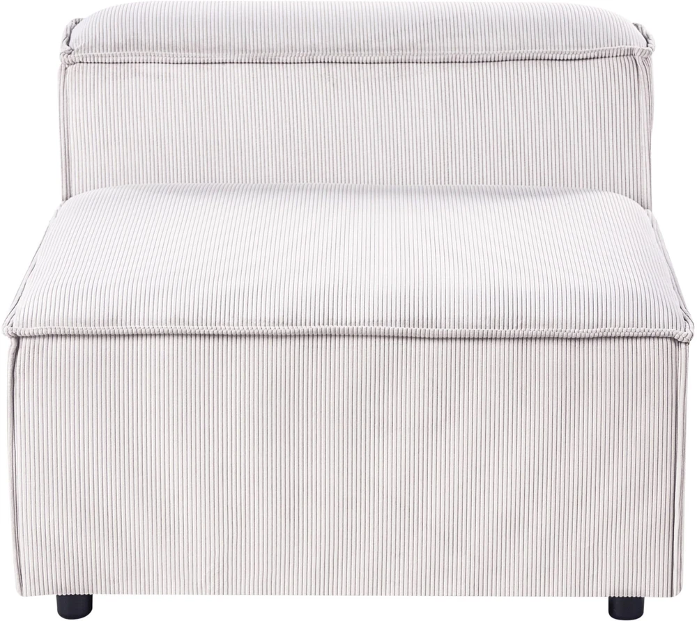 Beliani ARDAL 3-vietė modulinė sofa kairinė, kreminė balta, velvetas su otomanu