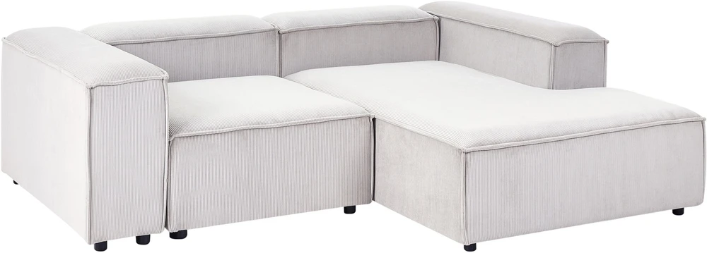 Beliani ARDAL 3-vietė modulinė sofa kairinė, kreminė balta, velvetas su otomanu