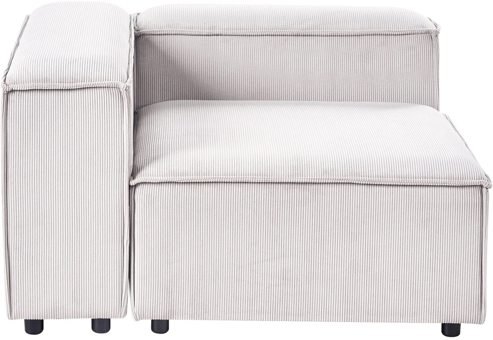 Beliani ARDAL 3-vietė modulinė sofa kairinė, kreminė balta, velvetas su otomanu