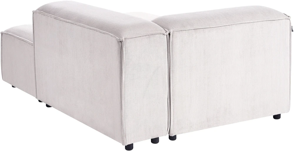 Beliani ARDAL 3-vietė modulinė sofa kairinė, kreminė balta, velvetas su otomanu