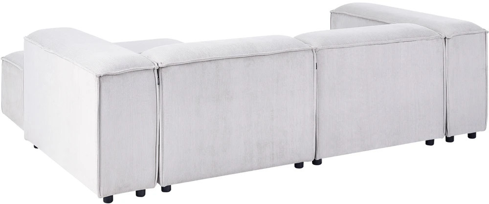 Beliani ARDAL 3-vietė modulinė sofa kairinė, kreminė balta, velvetas su otomanu