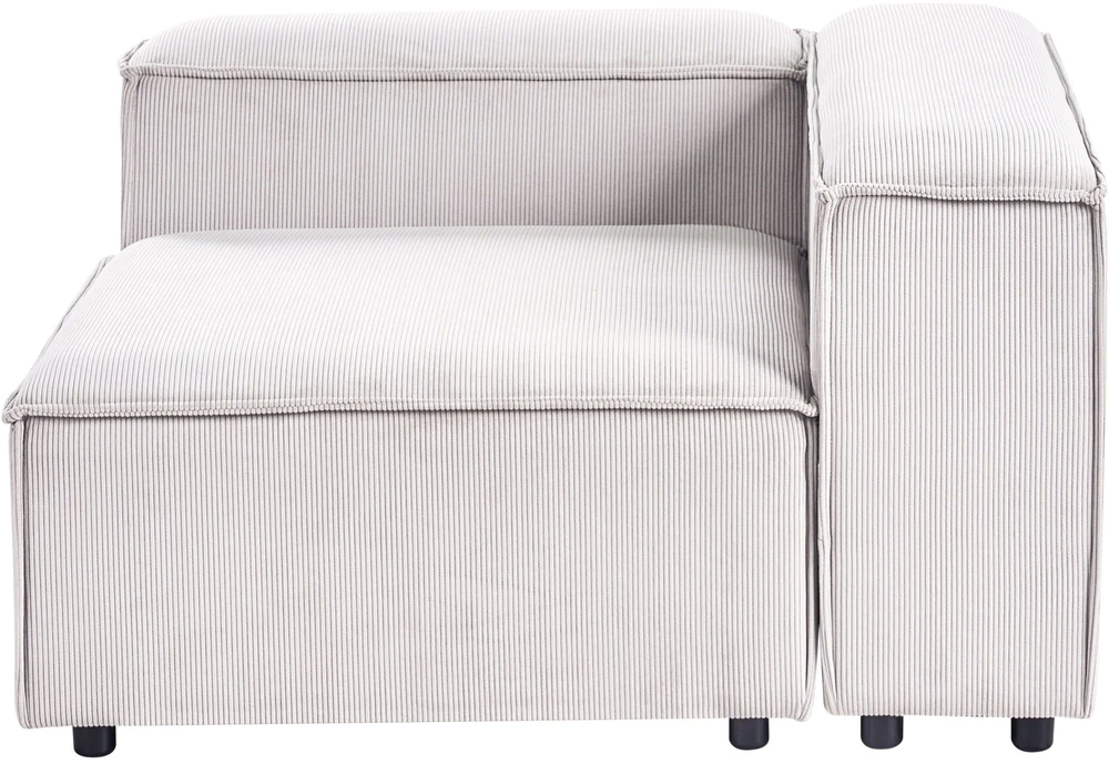Beliani Modulinė 3 vietų sofa ARDAL dešininė, kreminės spalvos velvetinė su otomanu