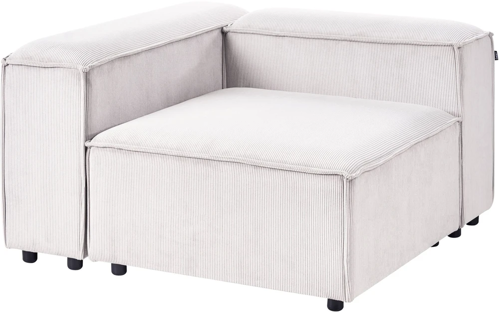 Beliani ARDAL 3-vietė modulinė sofa kairinė, kreminė balta, velvetas su otomanu