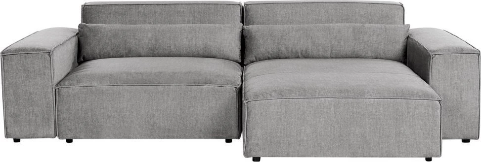 Beliani Trijų vietų modulinė sofa HELLNAR kairinė pilka