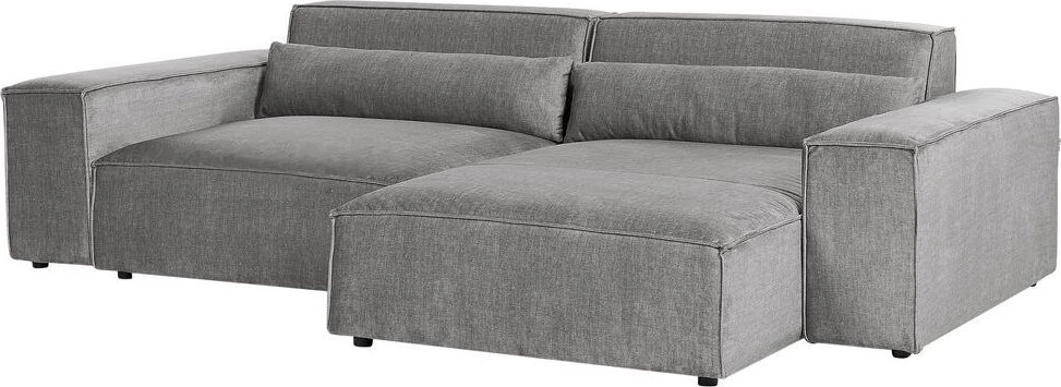 Beliani Trijų vietų modulinė sofa HELLNAR kairinė pilka