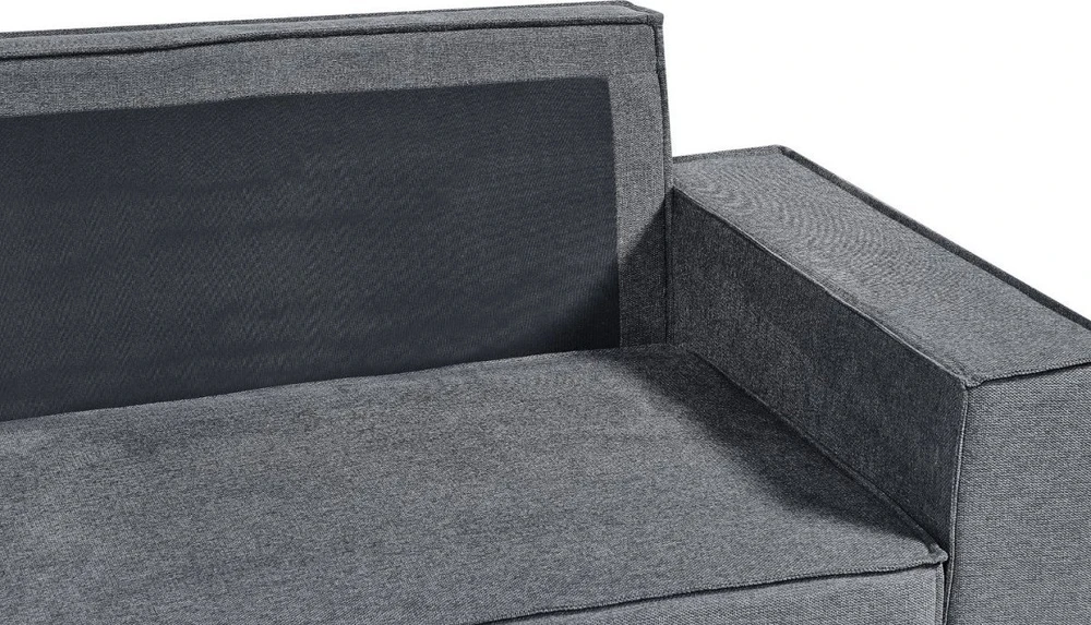 Beliani Išskleidžiama kampinė sofa KARILA 3 vietų, tamsiai pilka, su patalynės dėže, dešininė