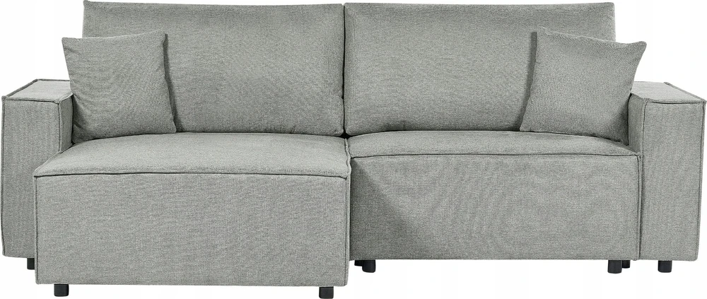 Beliani Išskleidžiama kampinė sofa KARILA pilka su patalynės dėže, dešininė