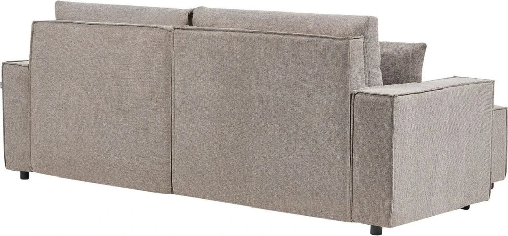 Beliani Išskleidžiama kampinė sofa KARILA, 3 vietų, smėlio spalvos, su patalynės dėže, dešininė