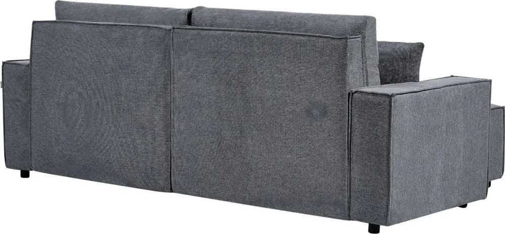 Beliani Išskleidžiama kampinė sofa KARILA 3 vietų, tamsiai pilka, su patalynės dėže, dešininė
