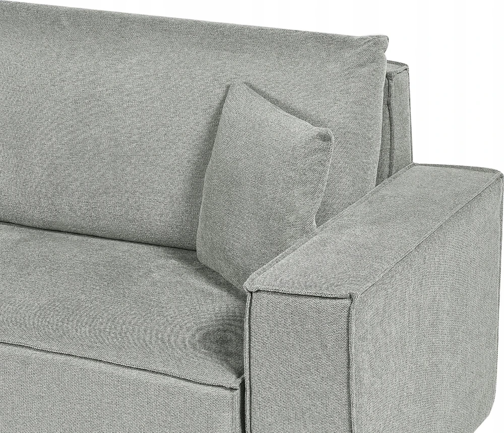 Beliani Išskleidžiama kampinė sofa KARILA pilka su patalynės dėže, dešininė