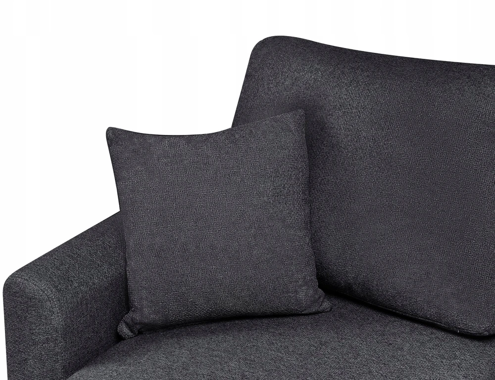Beliani Išskleidžiamas trijų vietų kampinė sofa NASSJO, sintetinis linas, juoda, dešininė