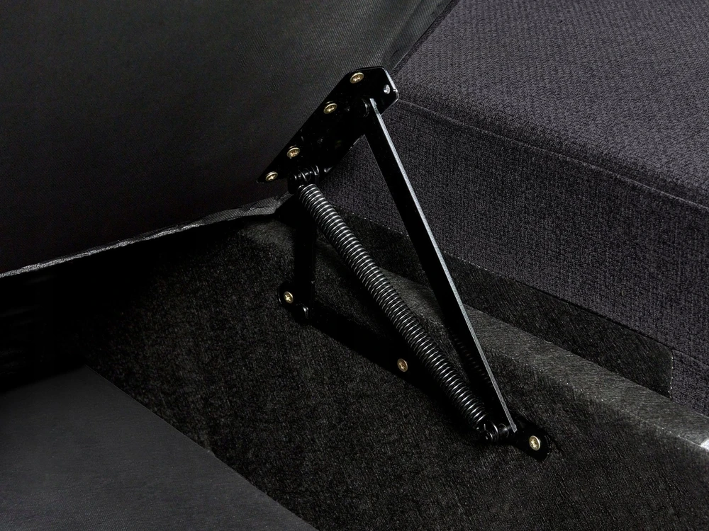 Beliani Išskleidžiamas trijų vietų kampinė sofa NASSJO, sintetinis linas, juoda, dešininė