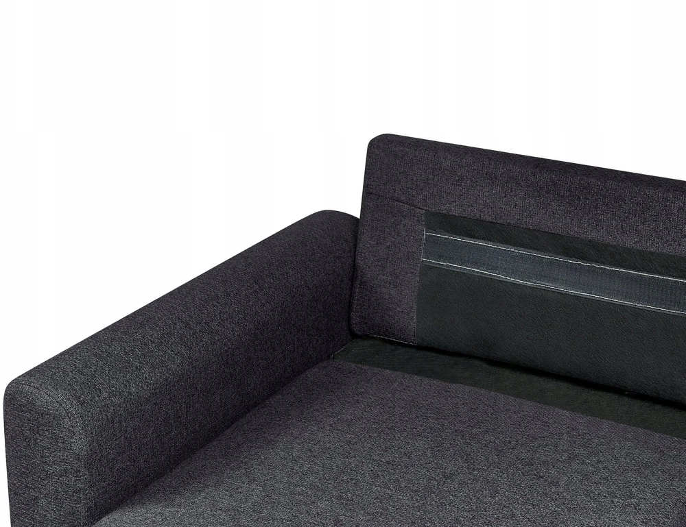 Beliani Išskleidžiamas trijų vietų kampinė sofa NASSJO, sintetinis linas, juoda, dešininė