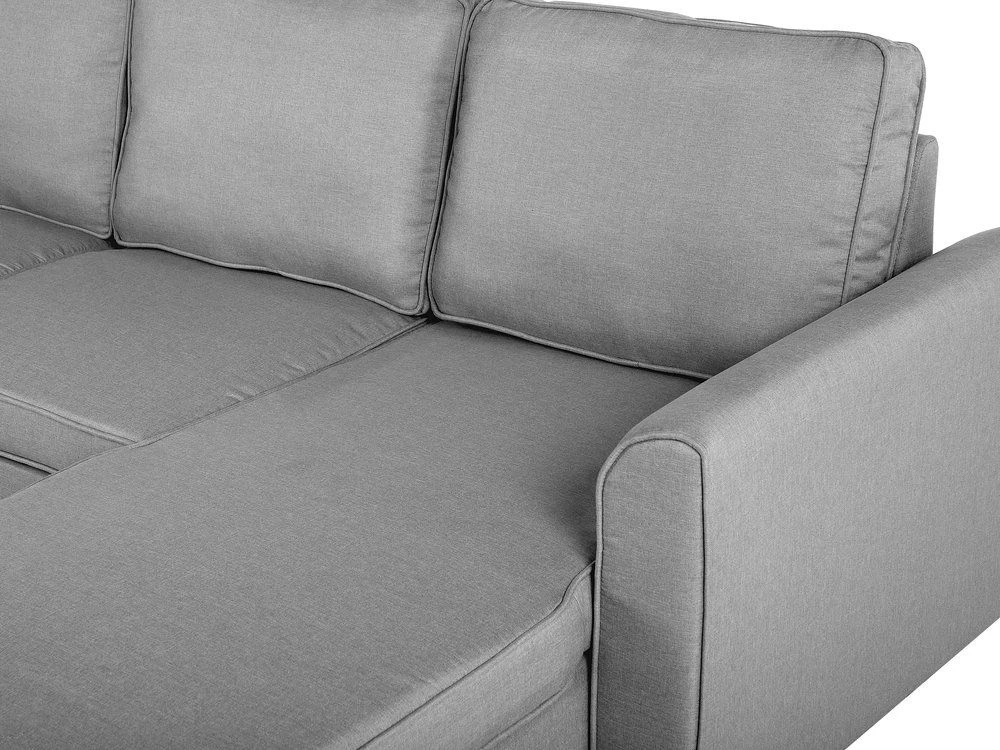 Beliani Išskleidžiama 3 vietų kampinė sofa NESNA, šviesiai pilka, su patalynės dėže, kairinė