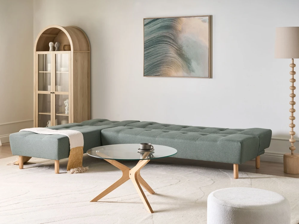 Beliani Išskleidžiama modulinė sofa-lova 4 asmenims ALSTEN, žalia, dešininė