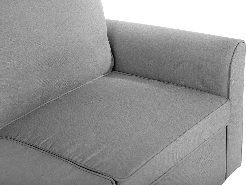 Beliani Išskleidžiama kampinė sofa NESNA, šviesiai pilka, su patalynės dėže, dešininė
