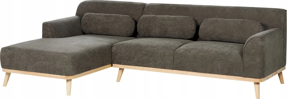 Beliani Trijų vietų kampinė sofa SIMOS Velvetinis Tamsiai žalia Dešininė