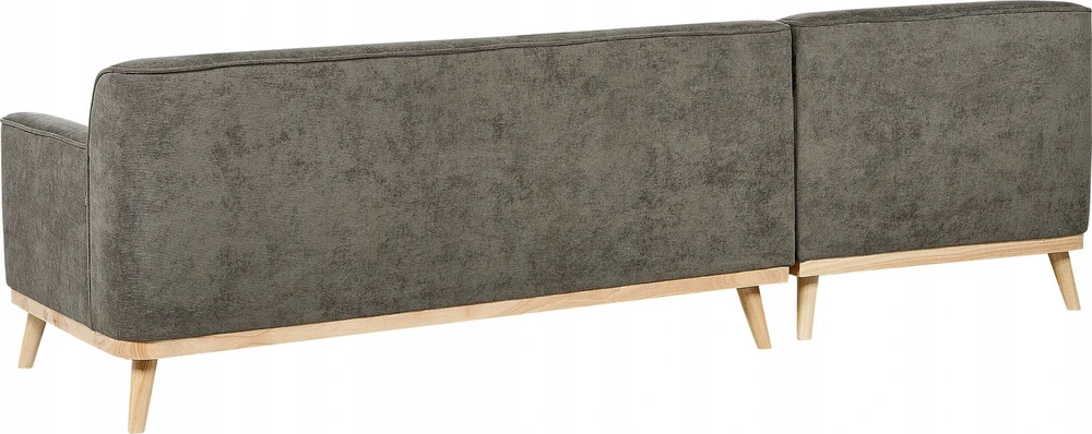 Beliani Trijų vietų kampinė sofa SIMOS Velvetinis Tamsiai žalia Dešininė