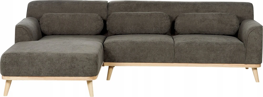 Beliani Trijų vietų kampinė sofa SIMOS Velvetinis Tamsiai žalia Dešininė