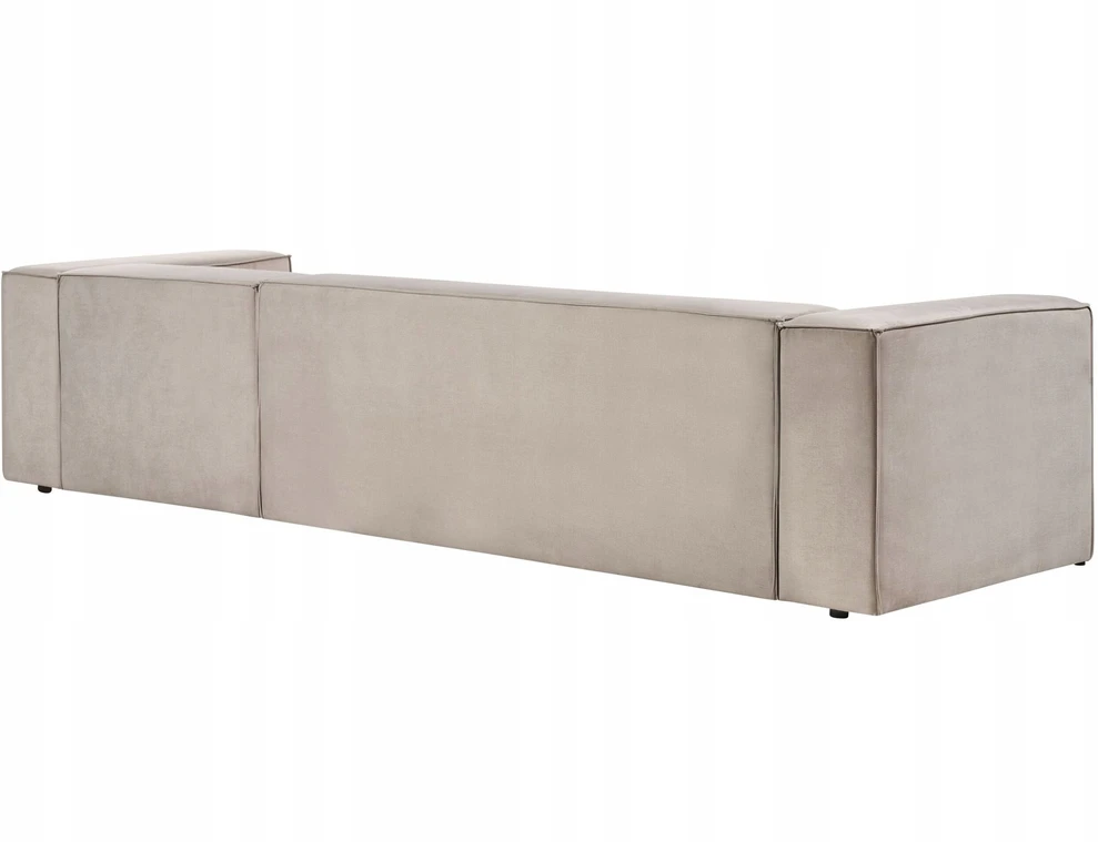 Beliani Kampinė sofa VERNON, trijų vietų, veliūrinė, smėlio-pilkšva, kairė pusė