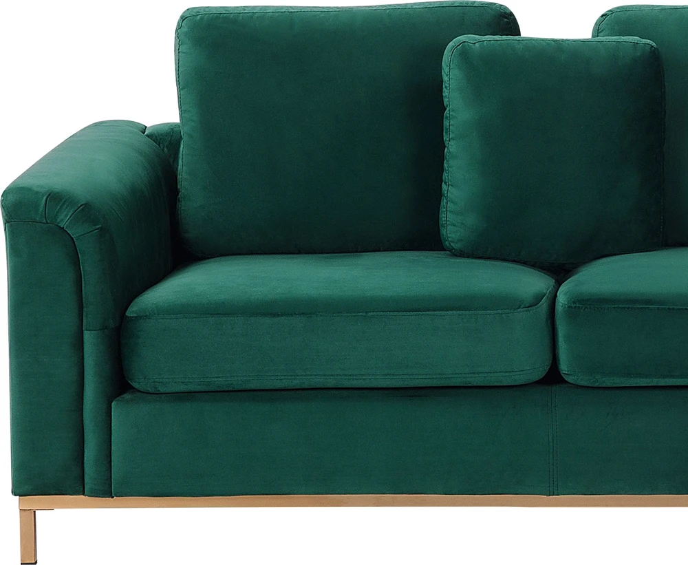 Beliani 4 vietų kampinė sofa OSLO, veliūras, tamsiai žalia, kairinė