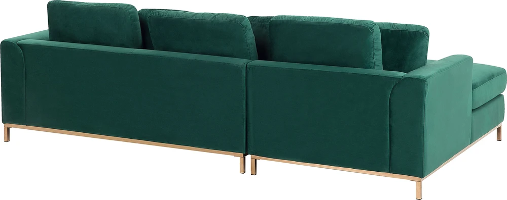 Beliani 4 vietų kampinė sofa OSLO, veliūras, tamsiai žalia, kairinė
