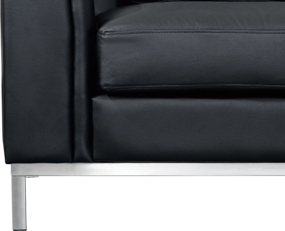Beliani Kampinė sofa 4 asmenims OSLO, Natūrali oda, Juoda, Kairinė