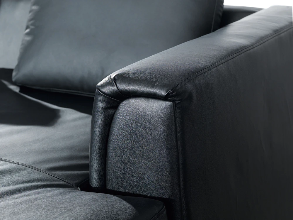Beliani Kampinė sofa 4 asmenims OSLO, Natūrali oda, Juoda, Kairinė