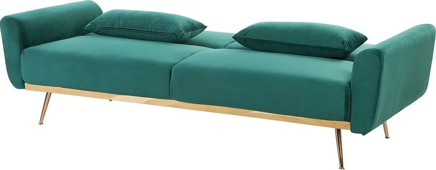Beliani Trivietė išskleidžiama sofa EINA, veliūras, smaragdinė