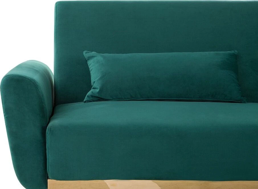 Beliani Trivietė išskleidžiama sofa EINA, veliūras, smaragdinė