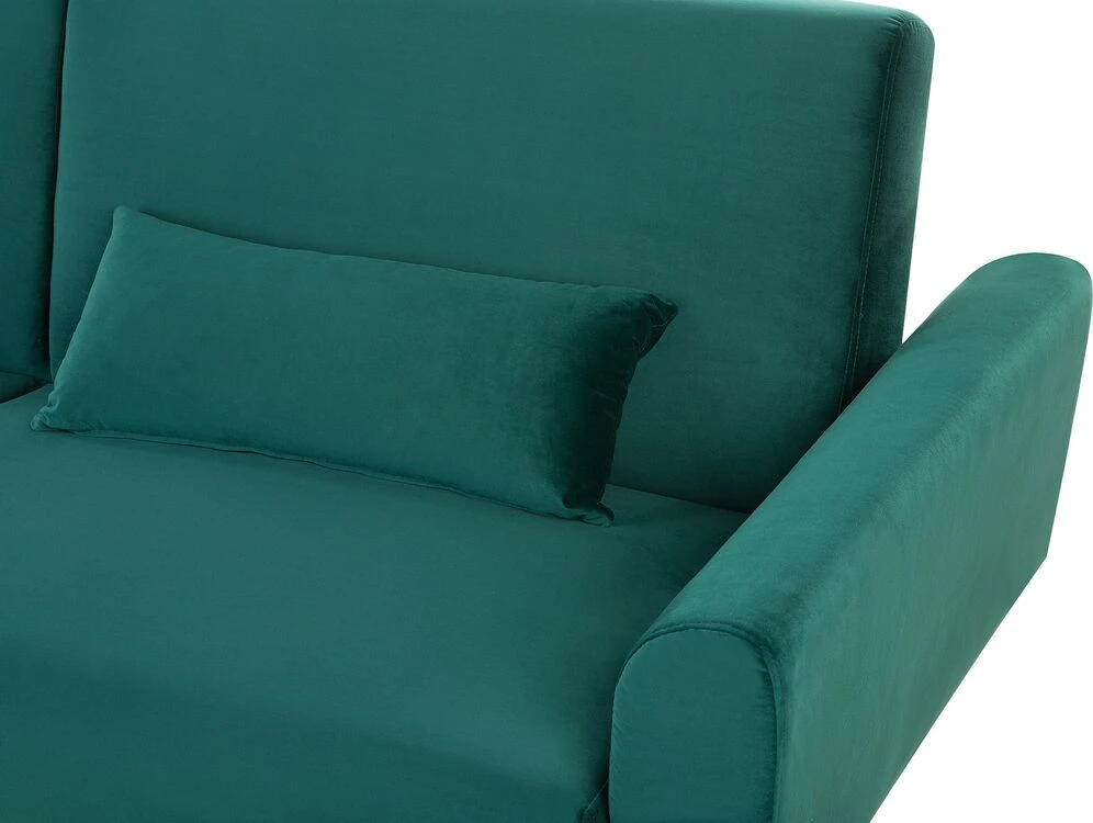Beliani Trivietė išskleidžiama sofa EINA, veliūras, smaragdinė