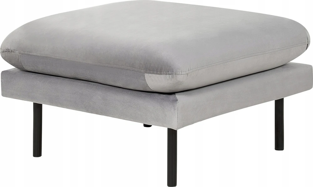 Sofa Beliani 5 vietų svetainės baldų komplektas VINTERBRO, veliūras, pilkas, su pufu