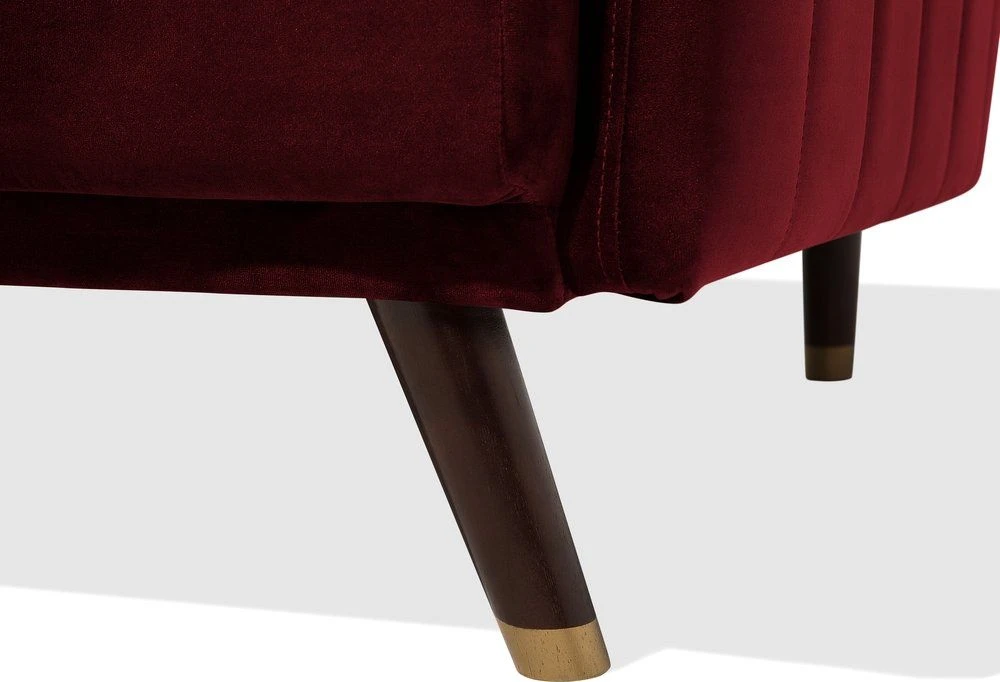 Beliani Trivietė išskleidžiama sofa SENJA, veliūrinė, bordinė