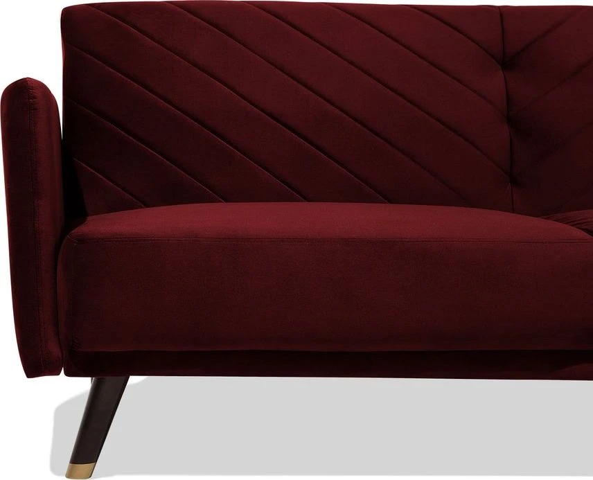 Beliani Trivietė išskleidžiama sofa SENJA, veliūrinė, bordinė